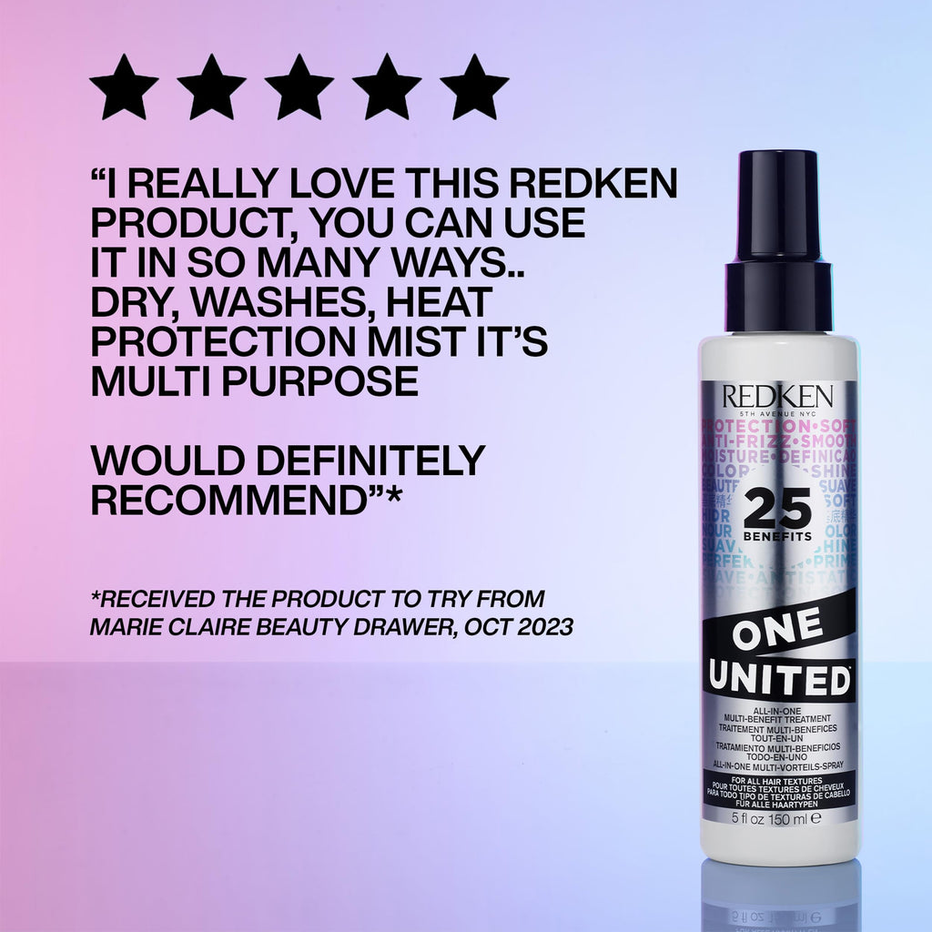 Redken One United 25 Multi-Benefit Leave-In Conditioner And Treatment Spray, Increases Manageability And Protection, Heat Protectant For All Hair Types, 150ml - Damaged Box
