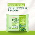 Simple Kind to Skin Biodegradable Cleansing Wipes Face Wipes, for Waterproof Eye Make-Up Removal for Sensitive Skin 6x 25 wipes - New