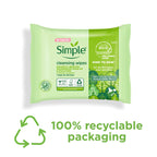Simple Kind to Skin Biodegradable Cleansing Wipes Face Wipes, for Waterproof Eye Make-Up Removal for Sensitive Skin 6x 25 wipes - New