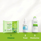 Simple Kind to Skin Biodegradable Cleansing Wipes Face Wipes, for Waterproof Eye Make-Up Removal for Sensitive Skin 6x 25 wipes - New