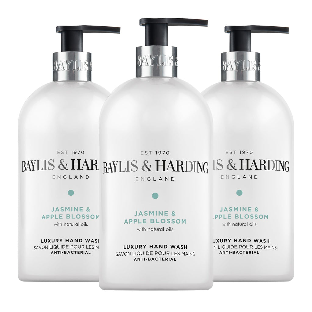 Baylis & Harding Jasmine & Apple Blossom Anti-Bacterial Hand Wash 1 litre Refill Pouch (Pack of 3) - Vegan Friendly - New