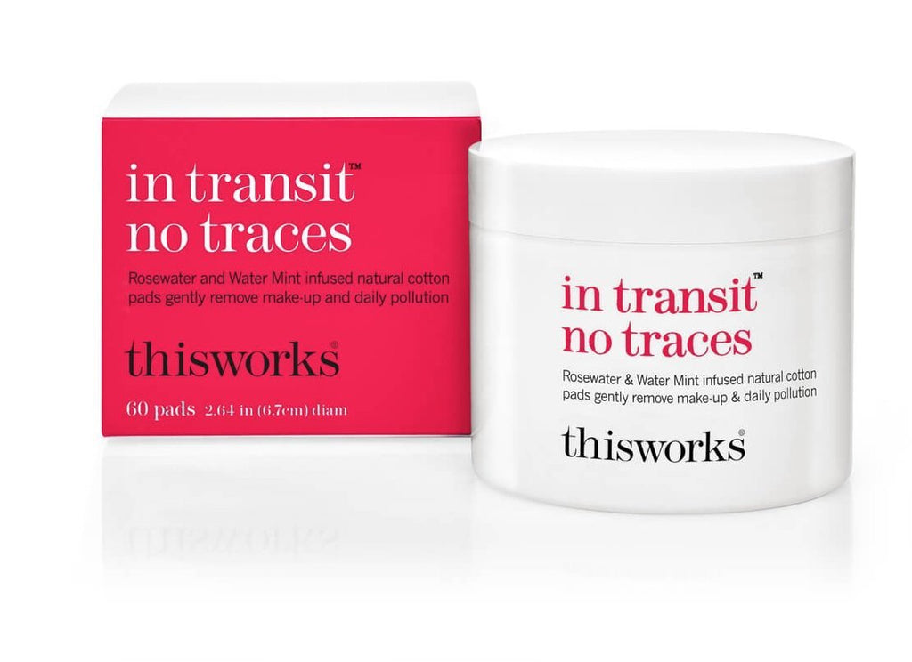 This Works - In Transit No Traces Cleansing Pads, Rosewater & Mint Infused Facial Wipes, Gentle Make-Up Remover (80 pads) - Damaged Box