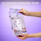 L'Oreal Paris Revitalift Filler Hydrogel Glow Mask - Glass Skin Korean Face Mask - 4 Pcs - Plumped, Refreshed Look - Damaged Box