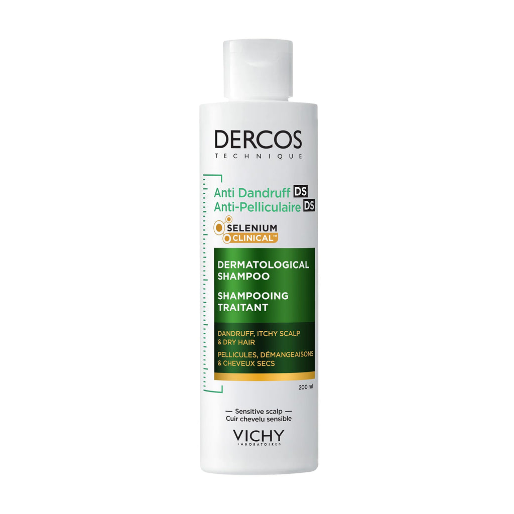 Vichy Dercos Anti-Dandruff Dermatological Shampoo for Dry Hair & Sensitive Scalp, with Salicylic Acid & Selenium Sulfide, 200ml, Soothes Itchiness & Nourishes. - Damaged Box