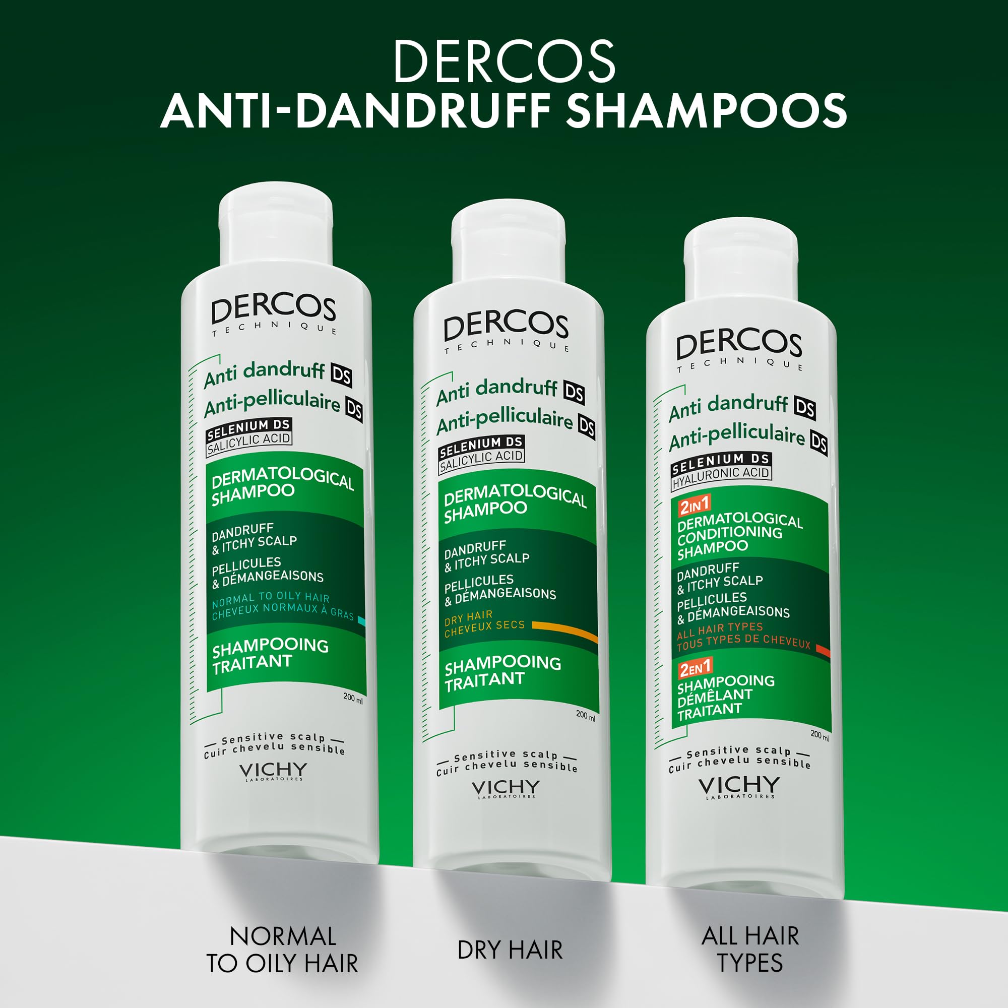 Vichy Dercos Anti-Dandruff Dermatological Shampoo for Dry Hair & Sensitive Scalp, with Salicylic Acid & Selenium Sulfide, 200ml, Soothes Itchiness & Nourishes. - Damaged Box