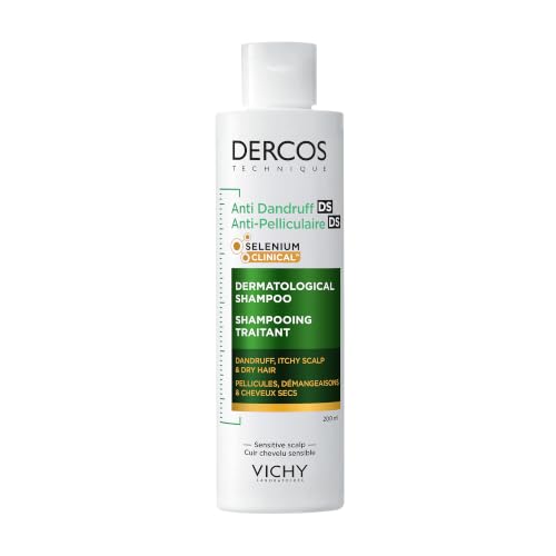 Vichy Dercos Anti-Dandruff Dermatological Shampoo for Dry Hair & Sensitive Scalp, with Salicylic Acid & Selenium Sulfide, 200ml, Soothes Itchiness & Nourishes. - Damaged Box