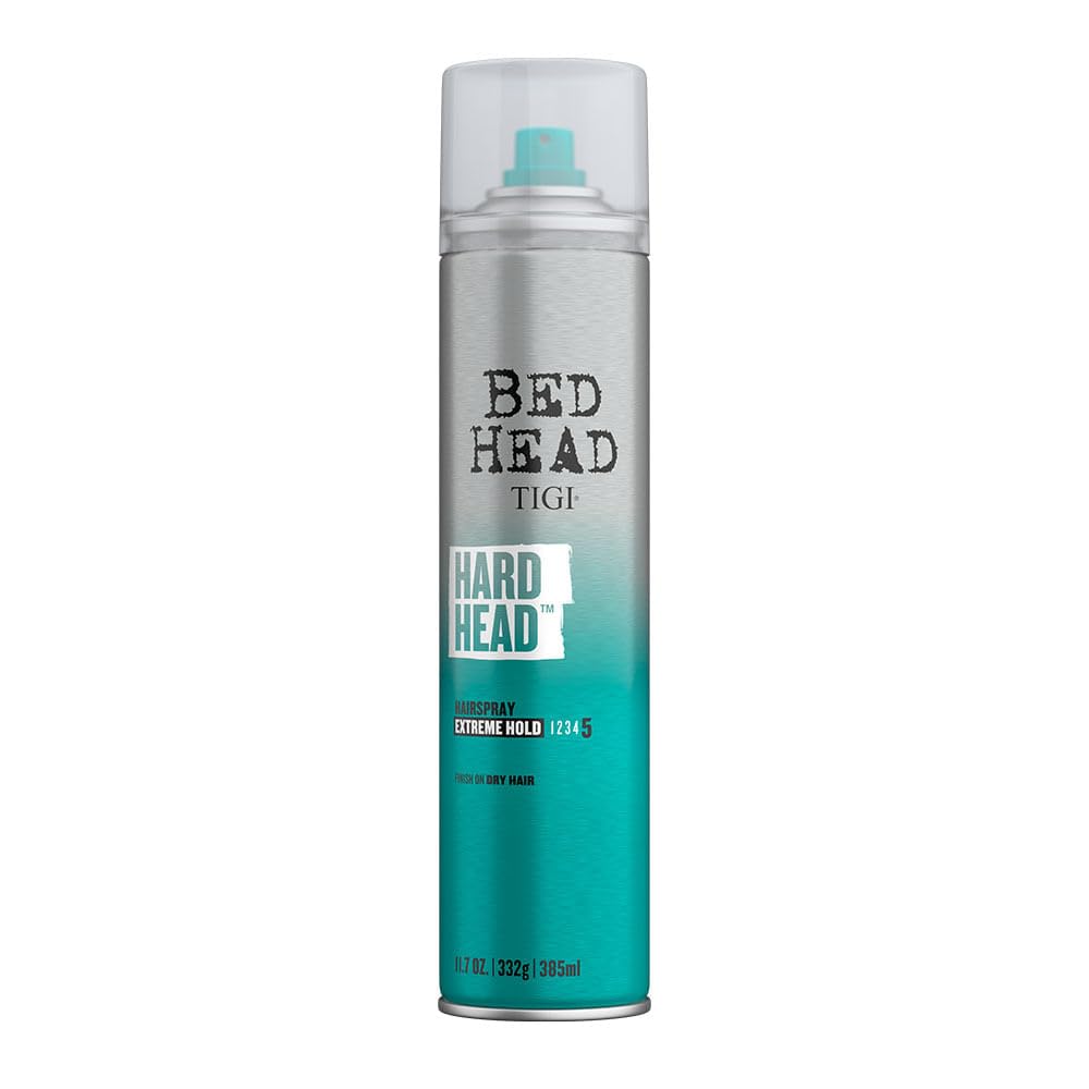 Bed Head by TIGI Hard Head Hairspray, Extra Strong Hold Hair Spray, Long-Lasting Control with Natural Shine Finish, 385ml - Damaged Box