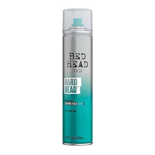 Bed Head by TIGI Hard Head Hairspray, Extra Strong Hold Hair Spray, Long-Lasting Control with Natural Shine Finish, 385ml - Damaged Box