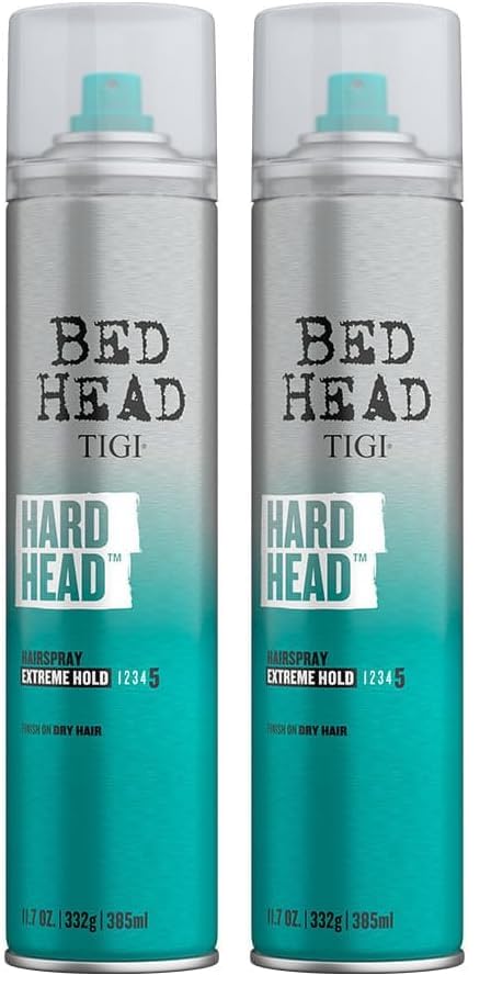Bed Head by TIGI Hard Head Hairspray, Extra Strong Hold Hair Spray, Long-Lasting Control with Natural Shine Finish, 385ml - Damaged Box