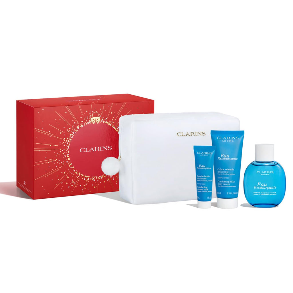 Clarins Gift Set | Eau Ressourcante Essentials | Worth lb66 | Includes Full Size Eau Ressourcante Treatment Fragrance - Damaged Box