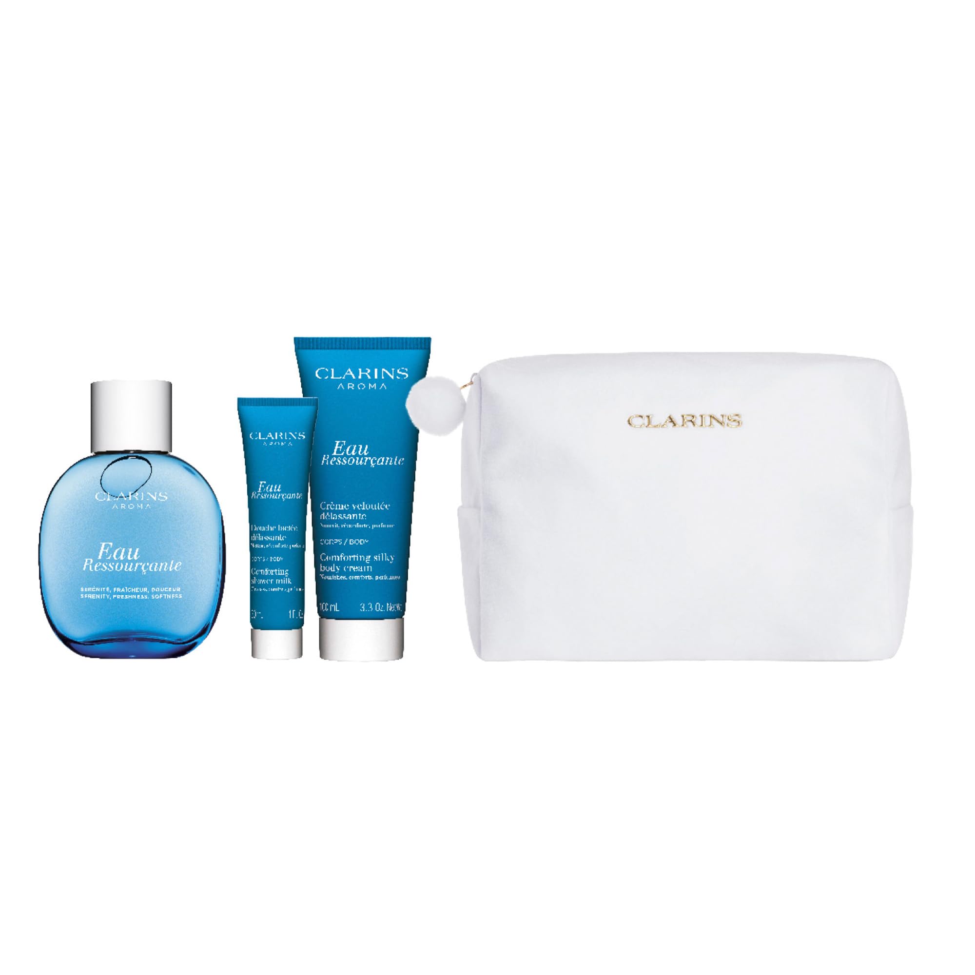 Clarins Gift Set | Eau Ressourcante Essentials | Worth lb66 | Includes Full Size Eau Ressourcante Treatment Fragrance - Damaged Box