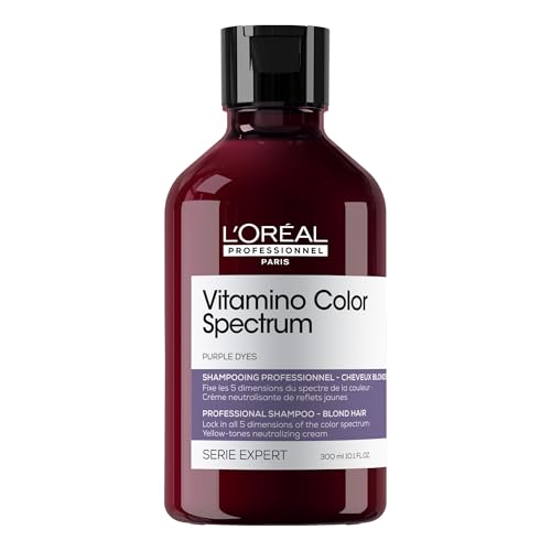 L'Or'eal Professionnel Vitamino Color Spectrum Purple Tinted Shampoo 300ml, For Blonde Coloured Hair, With Ferulic Acid + Citric Acid, Neutralise Undesired Yellow Undertones - New