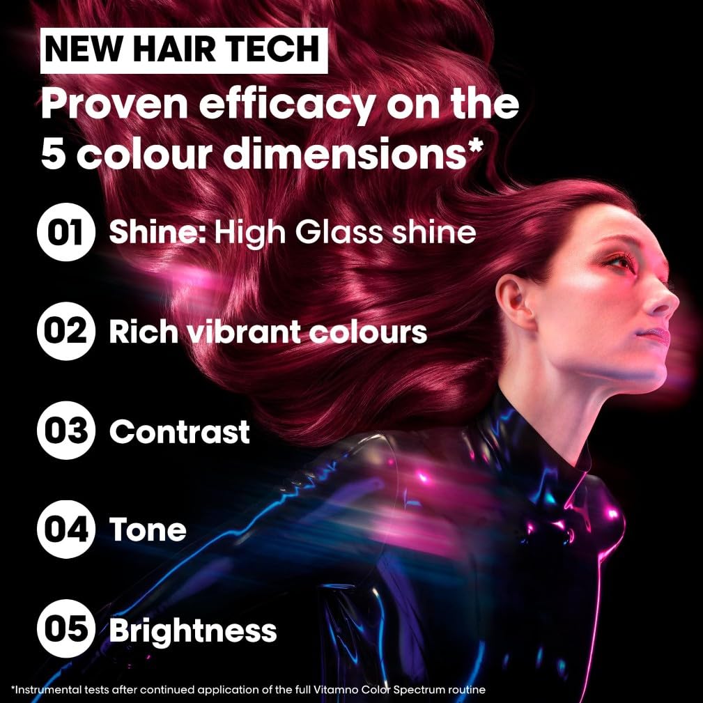 L'Or'eal Professionnel Vitamino Color Spectrum Green Tinted Shampoo 300ml, For Dark Brown Coloured Hair, With Ferulic Acid + Citric Acid, Neutralise Undesired Red Undertones - Damaged Box