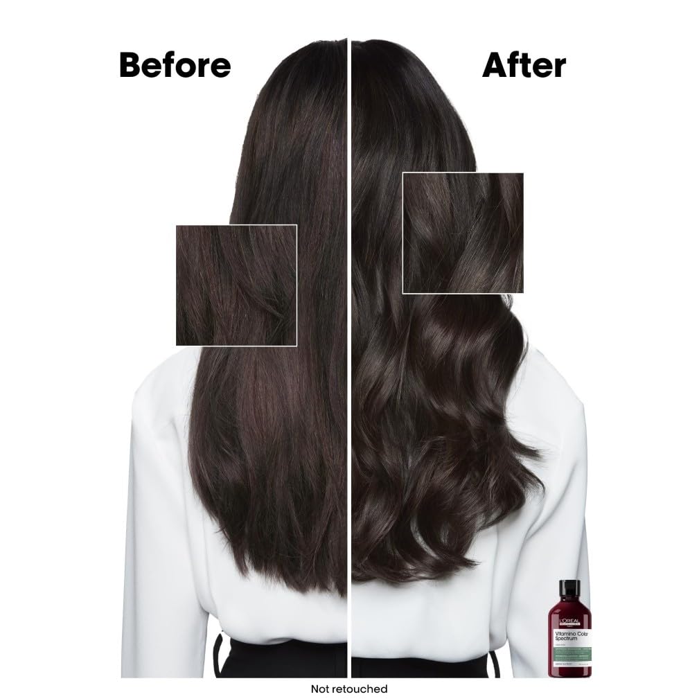 L'Or'eal Professionnel Vitamino Color Spectrum Green Tinted Shampoo 300ml, For Dark Brown Coloured Hair, With Ferulic Acid + Citric Acid, Neutralise Undesired Red Undertones - Damaged Box