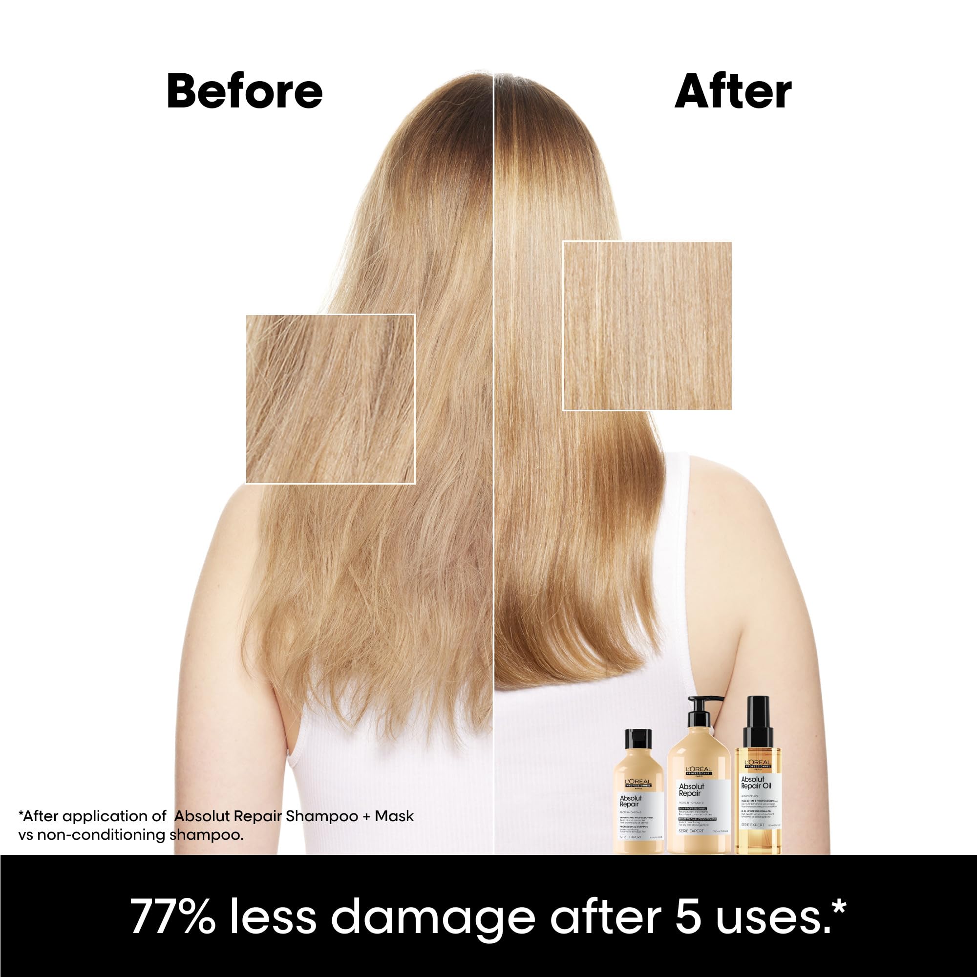 L'Or'eal Professionnel Absolut Repair Hydrating Shampoo, For Dry hair, intense softness & shine, moisturising & nourishing - New