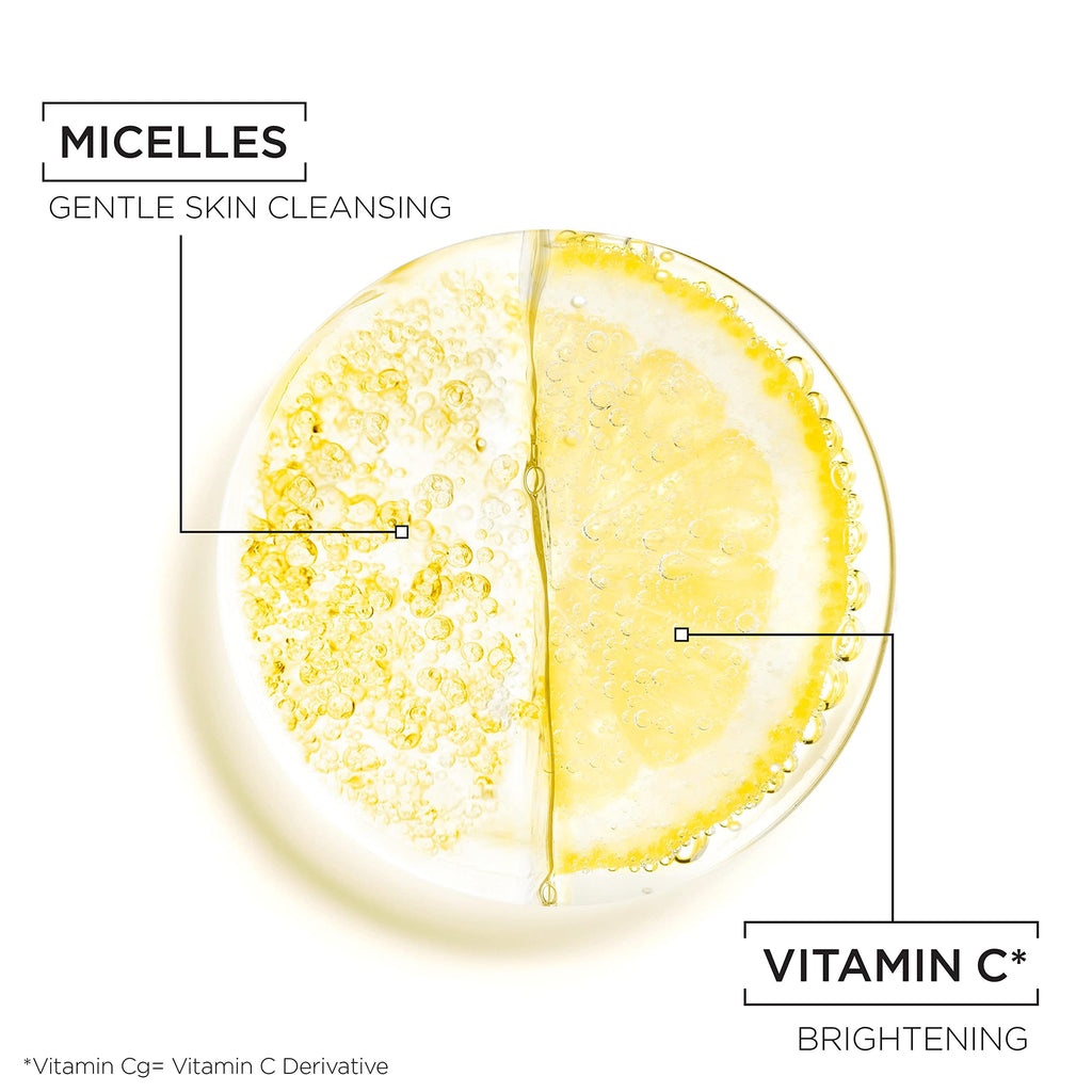 Garnier Micellar Vitamin C Cleansing Water, Gentle face Cleanser & Makeup Remover, Hypoallergenic. Vegan Formula, Suitable For Dull And Uneven Skin, Brightening Formula, Dermatologically Tested, 400ml - New