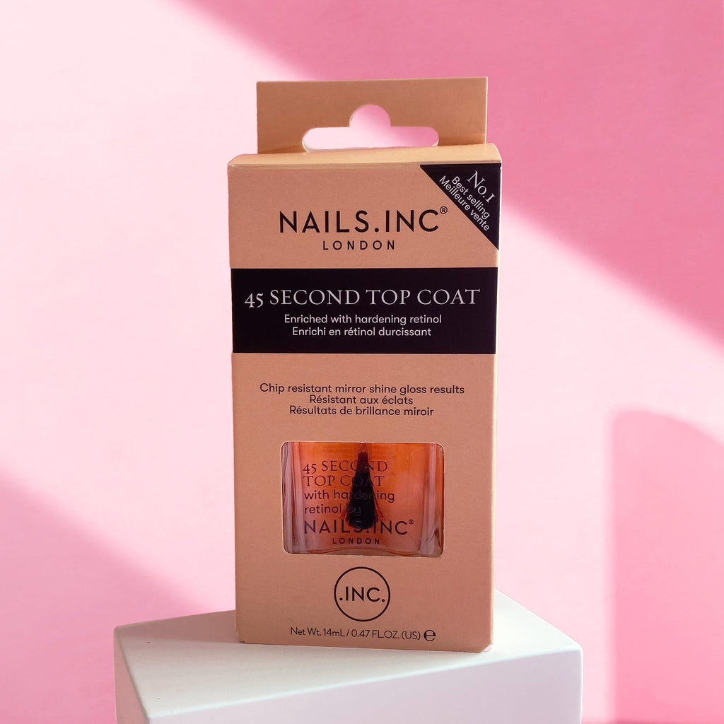 Nails.INC Gel 45 Second Top Coat, Quick Drying Formula Dries in 45 Seconds, Enriched with Retinol for a Chip Resistant Finish, Cruelty Free, Vegan, (14ml) - New