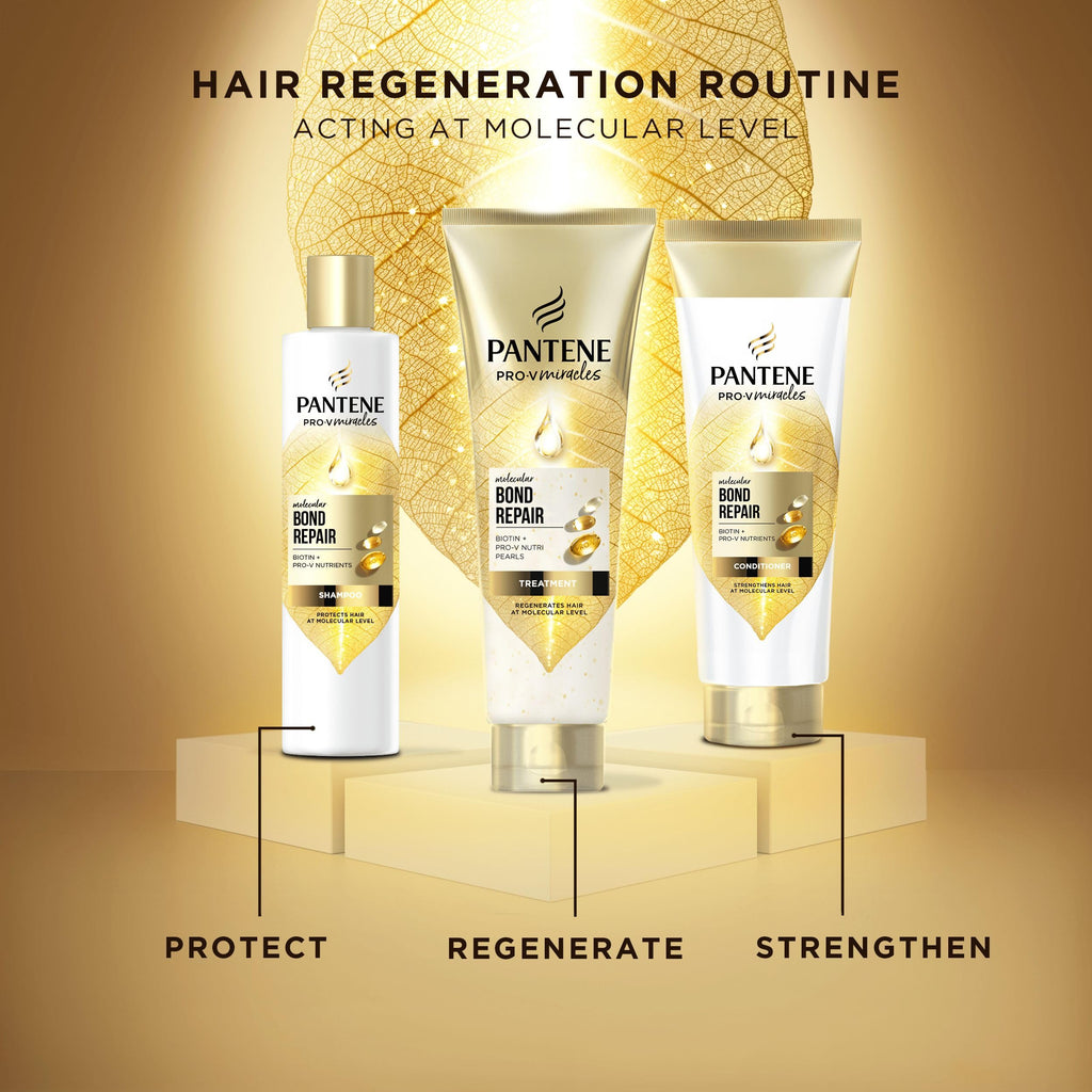 Pantene Molecular Bond Repair Shampoo, Conditioner, Conditioning Treatment - Damaged Box