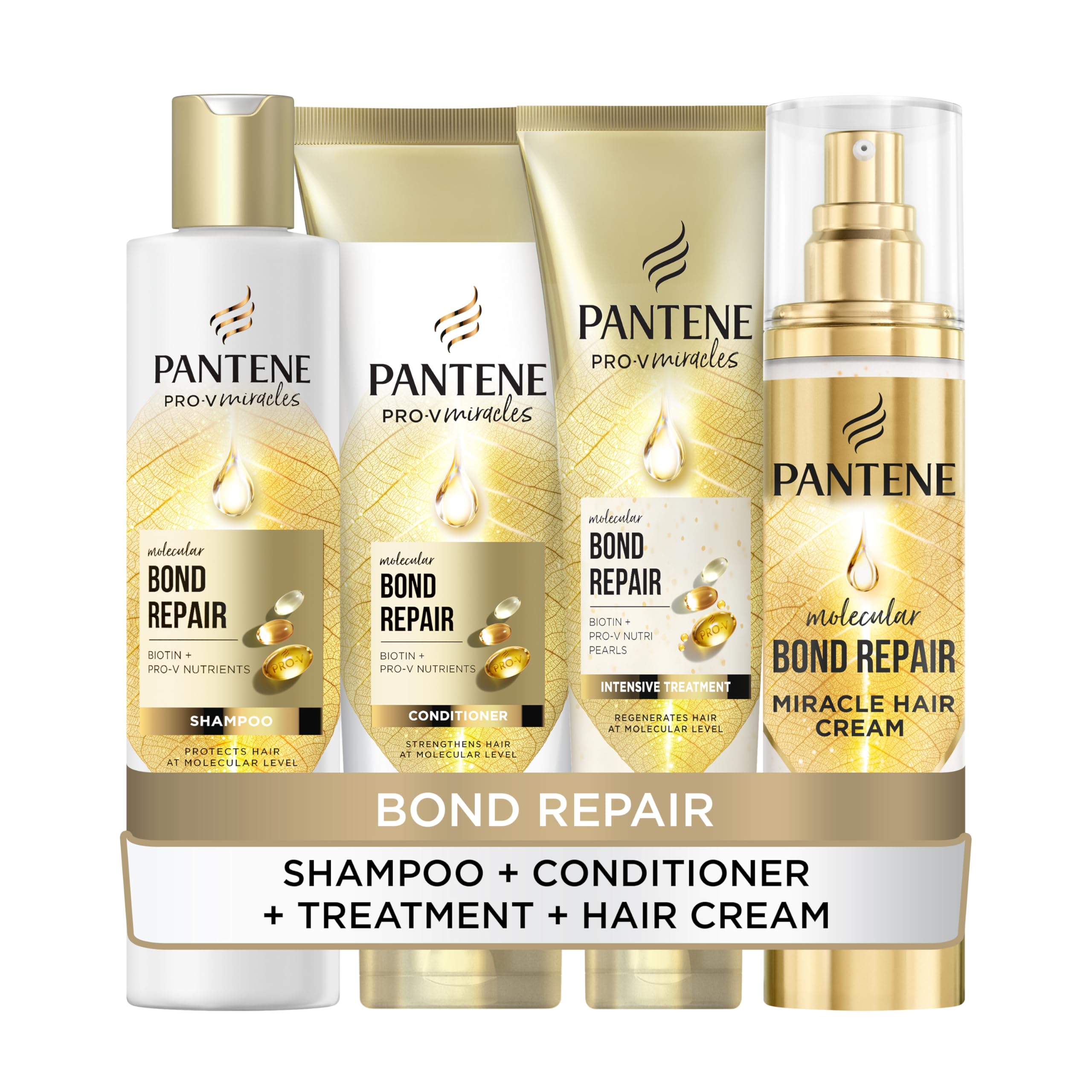 Pantene Molecular Bond Repair Shampoo, Conditioner, Conditioning Treatment - Damaged Box