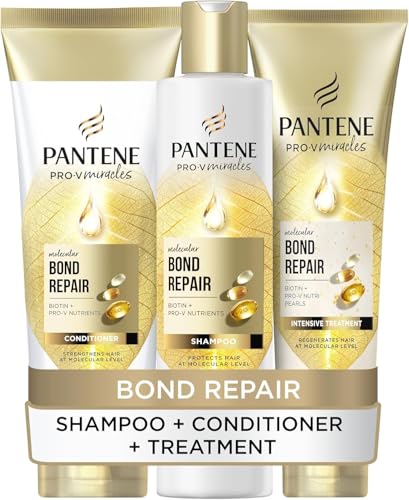 Pantene Molecular Bond Repair Shampoo, Conditioner, Conditioning Treatment - Damaged Box