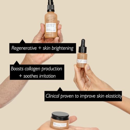 UpCircle Discovery Set - Cleansing Face Milk, Face Moisturiser and Peptide Serum Trio - Vitamin E, Niacinamide + Aloe Vera - Boosts Collagen, Hydrates + Soothes - Vegan + Cruelty-Free - Damaged Box