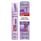 L'Oreal Paris Revitalift Filler Glass Skin Liquid Cream, Hybrid Milky Serum + Moisturiser, Korean-Skincare Inspired, For Glass Skin Glow, 100 hours Hydration, Replump Skin [Hyaluronic Acid], 50ml - Damaged Box