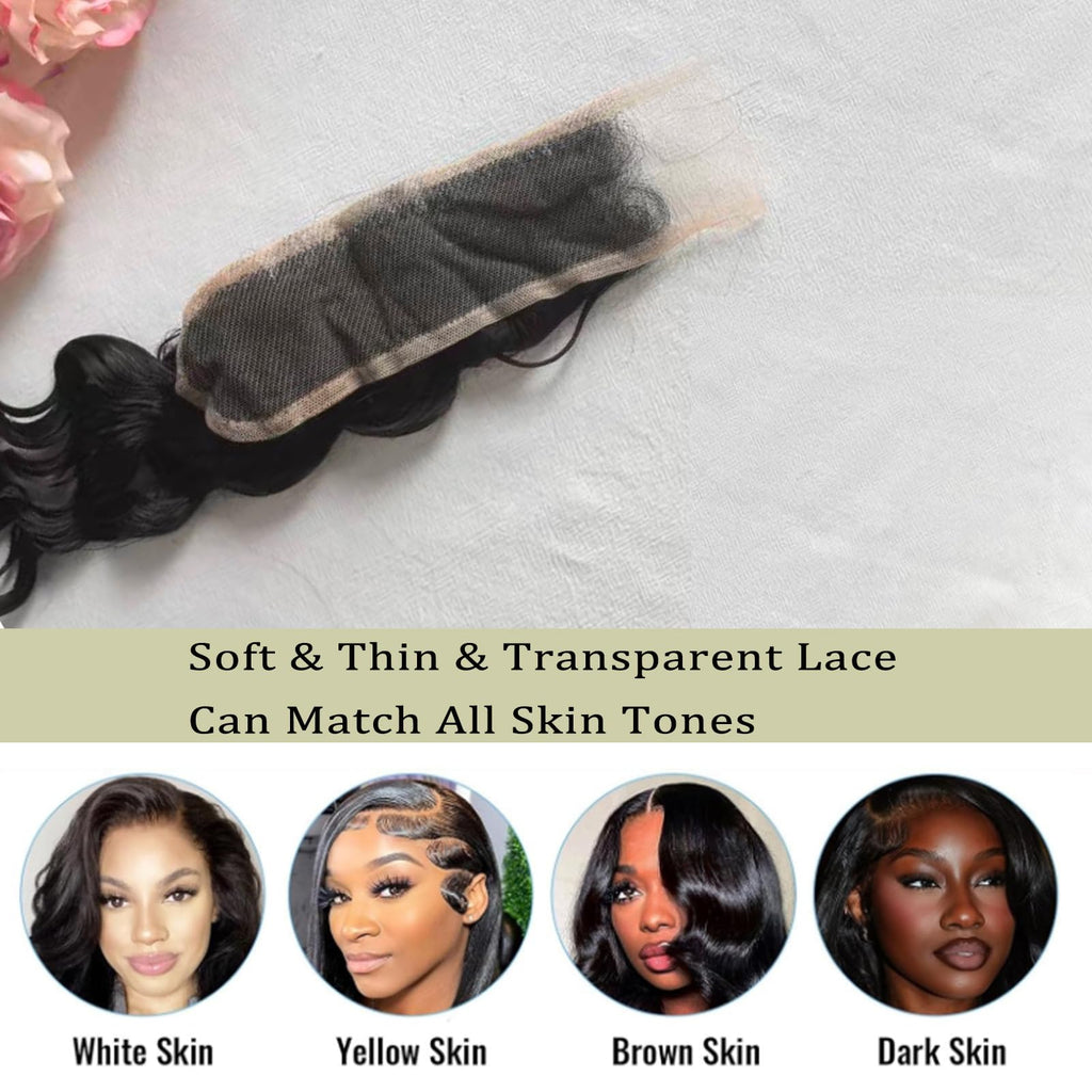 2x6 HD Lace Closure Deep Wave Transparent 2 by 6 HD Lace Closure 14 Inch 100% Brazilian Virgin Human Hair Closure Can be Middle part - New