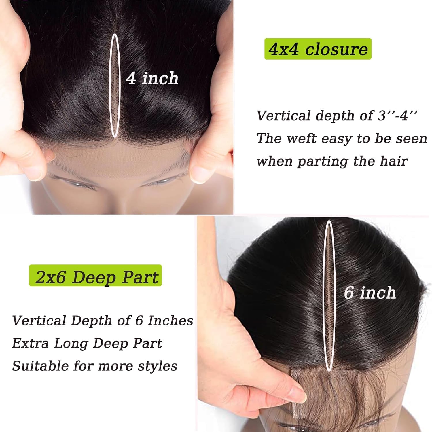 2x6 HD Lace Closure Deep Wave Transparent 2 by 6 HD Lace Closure 14 Inch 100% Brazilian Virgin Human Hair Closure Can be Middle part - New