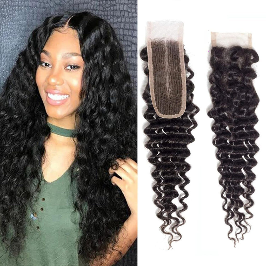 2x6 HD Lace Closure Deep Wave Transparent 2 by 6 HD Lace Closure 14 Inch 100% Brazilian Virgin Human Hair Closure Can be Middle part - New
