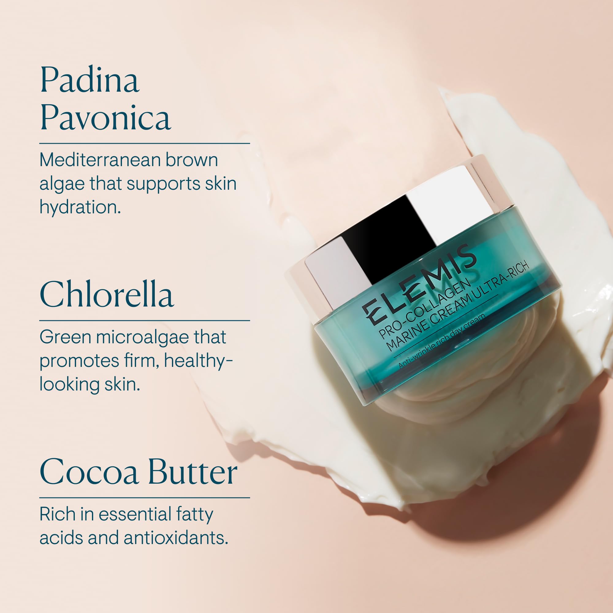 ELEMIS Pro-Collagen Marine Cream Ultra Rich, Intensely Hydrating Anti-Wrinkle Face Lotion, Anti-Ageing Moisturiser for Dry Skin, Collagen Day Fluid to Firm & Tone, Nourishing Face Moisturiser, 50 ml - New