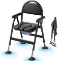 Bariatric Commode Chair - Heavy Duty Folding Toilet Shower Chair with Arms - Adjustable Height Padded Seat - 880 lbs Capacity - Very Good