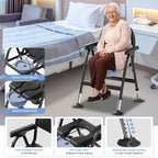 Bariatric Commode Chair - Heavy Duty Folding Toilet Shower Chair with Arms - Adjustable Height Padded Seat - 880 lbs Capacity - Very Good