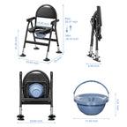 Bariatric Commode Chair - Heavy Duty Folding Toilet Shower Chair with Arms - Adjustable Height Padded Seat - 880 lbs Capacity - Very Good