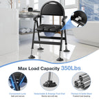Bariatric Commode Chair - Heavy Duty Folding Toilet Shower Chair with Arms - Adjustable Height Padded Seat - 880 lbs Capacity - Very Good