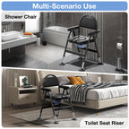 Bariatric Commode Chair - Heavy Duty Folding Toilet Shower Chair with Arms - Adjustable Height Padded Seat - 880 lbs Capacity - Very Good