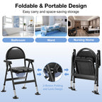 Bariatric Commode Chair - Heavy Duty Folding Toilet Shower Chair with Arms - Adjustable Height Padded Seat - 880 lbs Capacity - Very Good