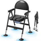 Bariatric Commode Chair - Heavy Duty Folding Toilet Shower Chair with Arms - Adjustable Height Padded Seat - 880 lbs Capacity - Very Good