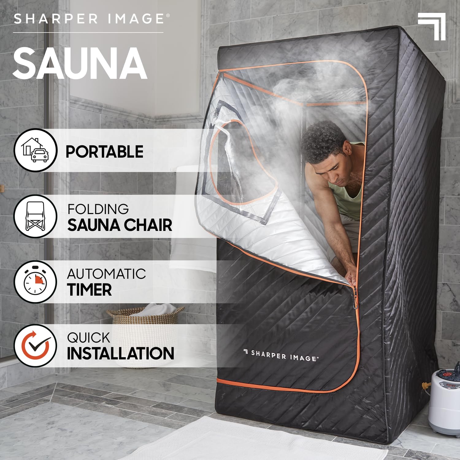 Sharper Image Portable Steamer Sauna - Pop Up Steam Room Spa Personal Relaxation - Good