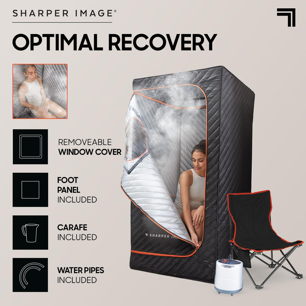 Sharper Image Portable Steamer Sauna - Pop Up Steam Room Spa Personal Relaxation - Good