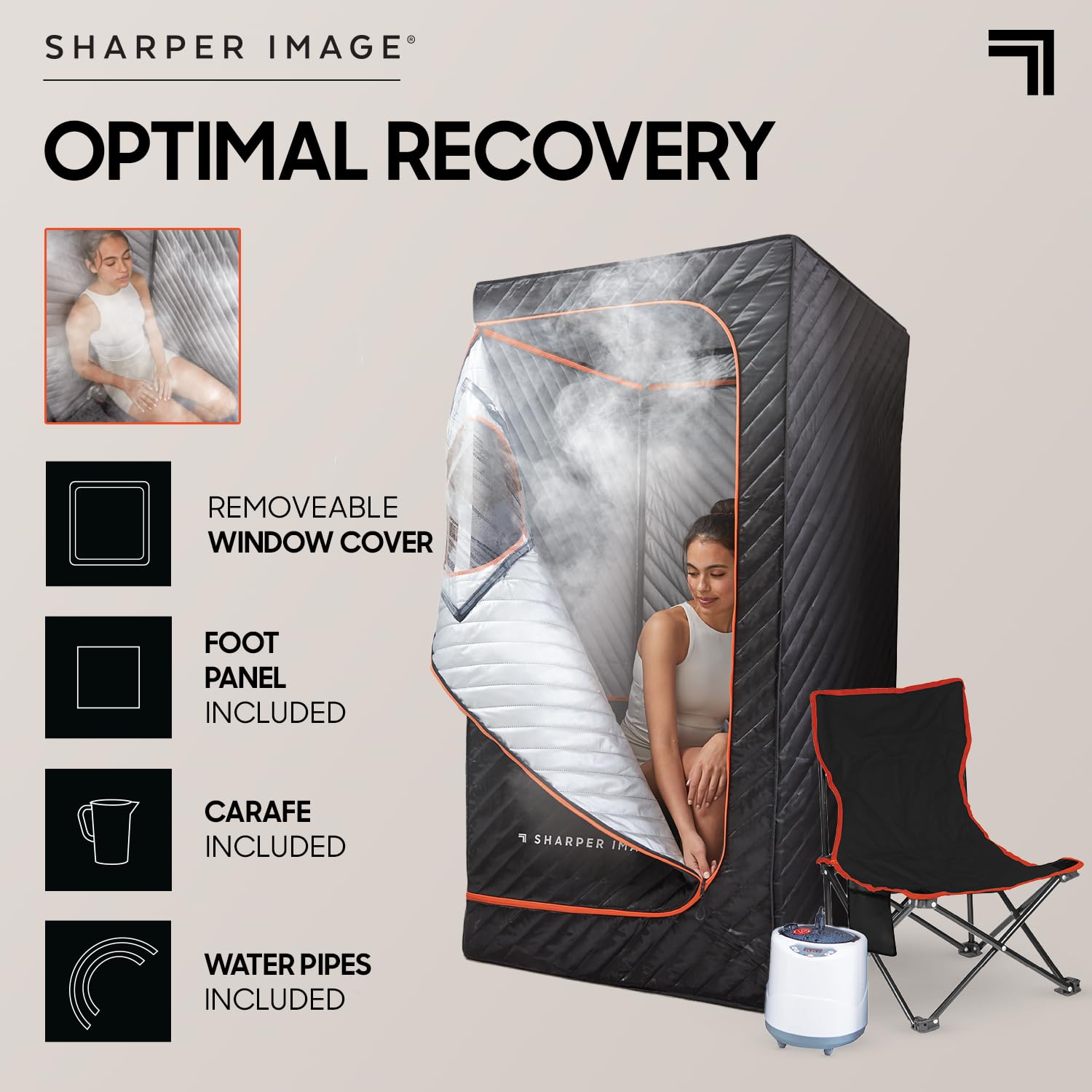 Sharper Image Portable Steamer Sauna - Pop Up Steam Room Spa Personal Relaxation - Good