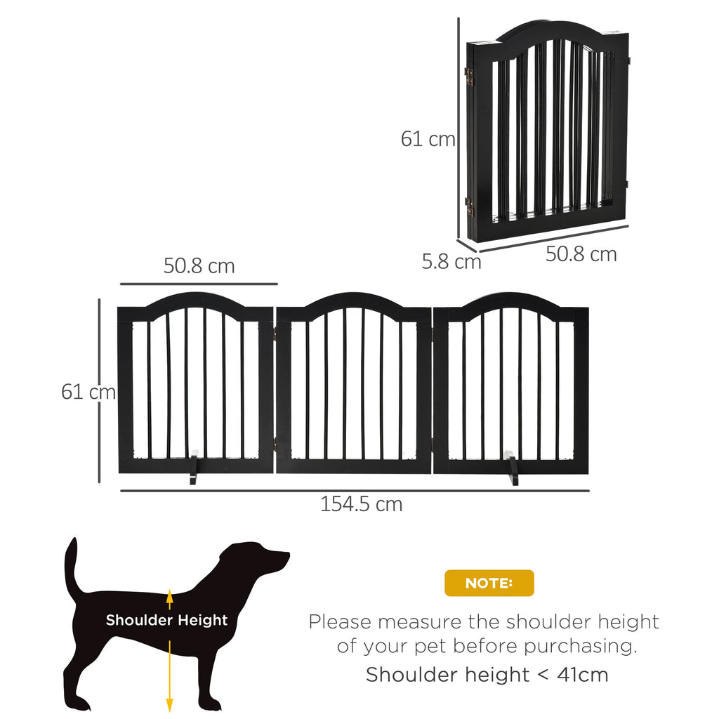 PawHut Freestanding Wooden Pet Gate - Foldable Dog Fence Safety Barrier - Doorway, Stairs - Black - Damaged Box