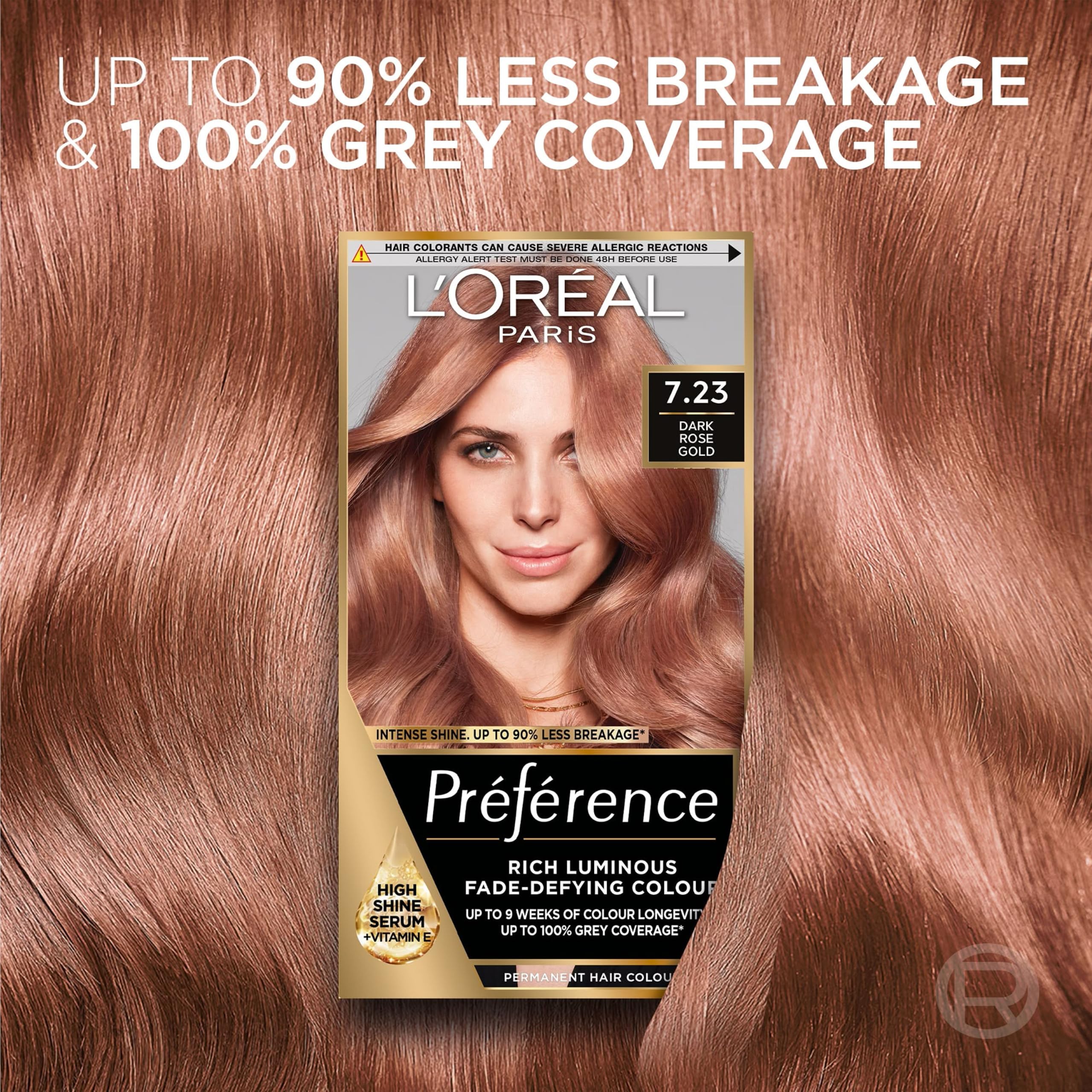 L'Oreal Paris Preference Hair Dye 7.23 Dark Rose Gold Luminous Permanent Hair Colour Long Lasting Brilliance - Damaged Box