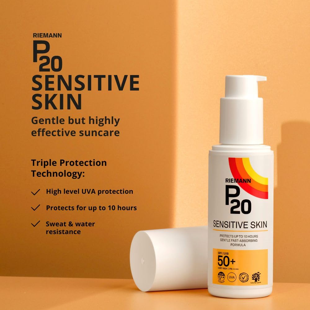 RIEMANN P20 SPF50 Sensitive Sun Cream 100ml - High Protection Sunscreen Lotion - UVA UVB Protection - Damaged Box
