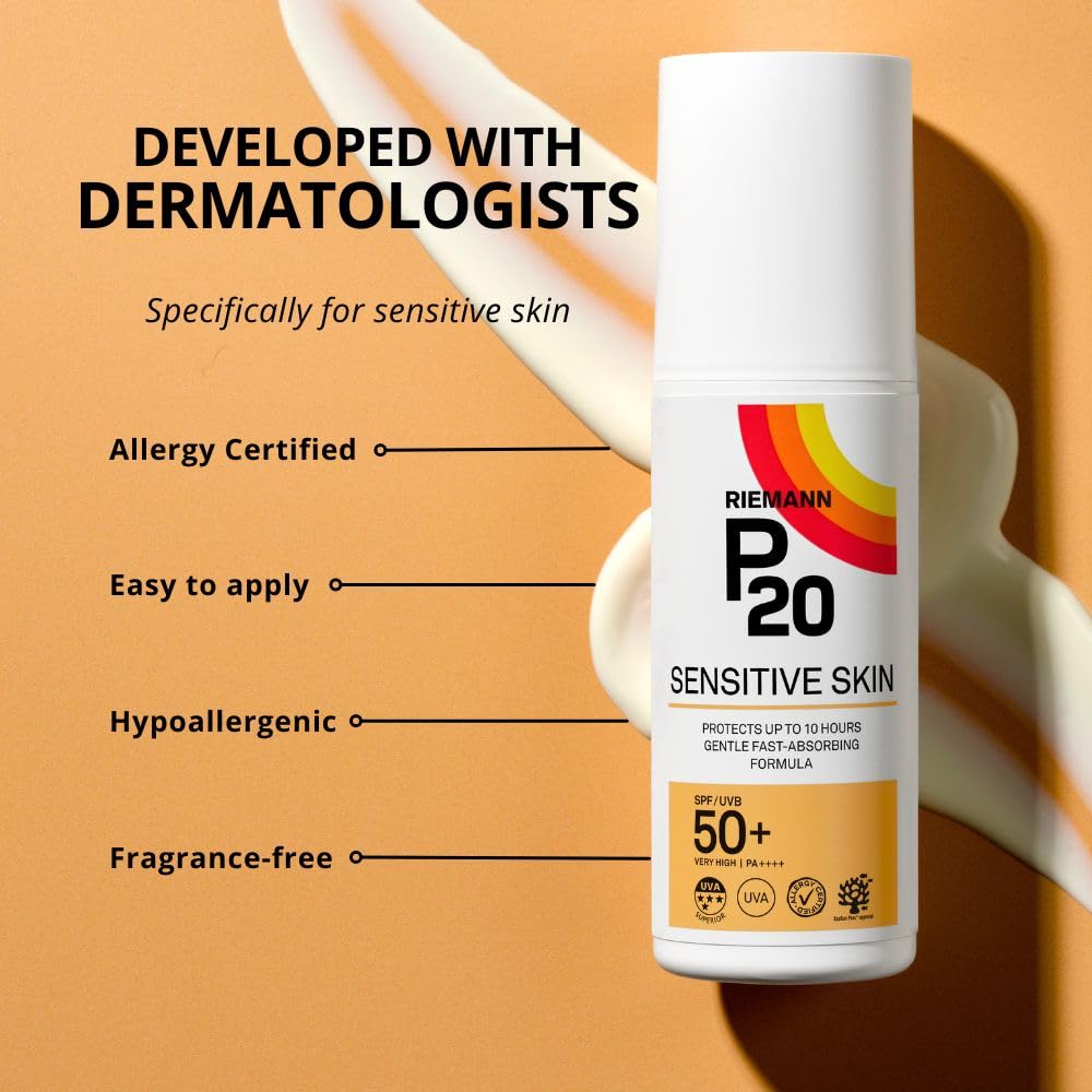 RIEMANN P20 SPF50 Sensitive Sun Cream 100ml - High Protection Sunscreen Lotion - UVA UVB Protection - Damaged Box
