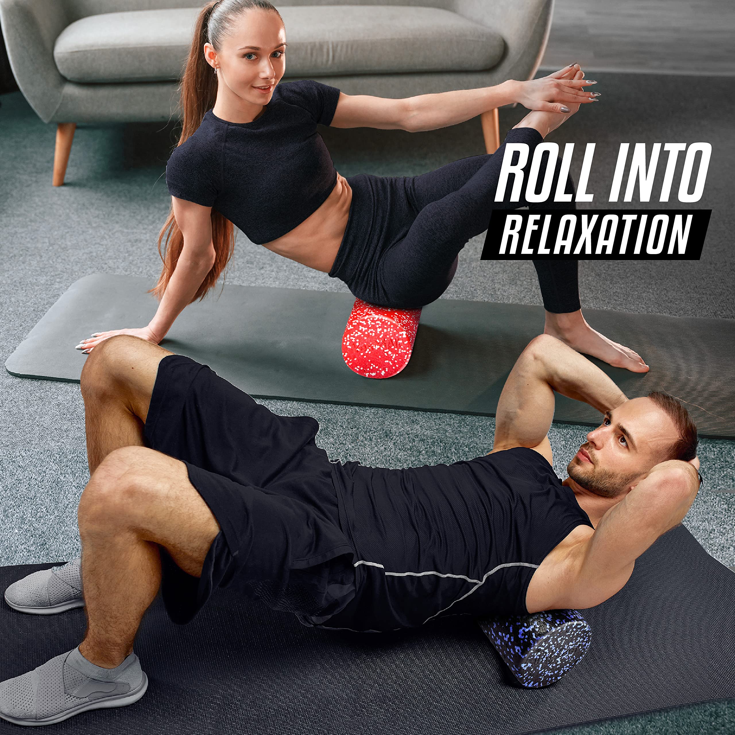 Yes4All High-Density EPP Round Foam Roller - 90 cm Yoga Pilates Stretching Back Muscle Massage - Damaged Box