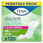 Tena Discreet Ultra Mini Incontinence Pads for Women - 6x20 Pack - Absorbent Bladder Leak Protection - Damaged Box