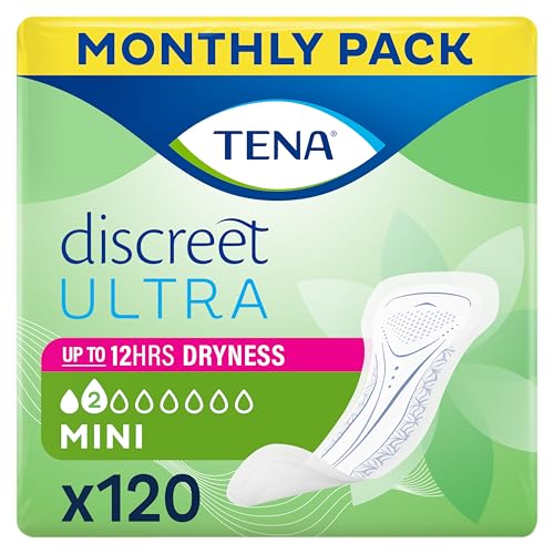 Tena Discreet Ultra Mini Incontinence Pads for Women - 6x20 Pack - Absorbent Bladder Leak Protection - Damaged Box