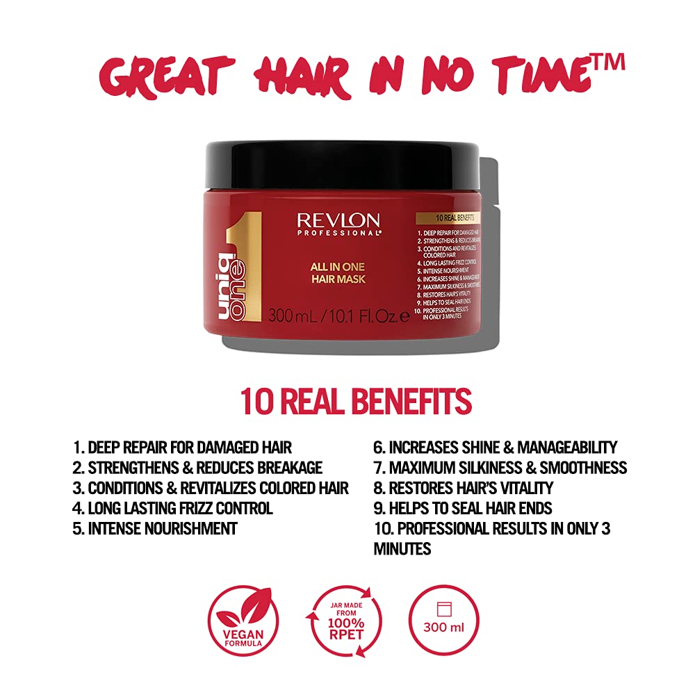 REVLON PROFESSIONAL UniqOne All In One Hair Mask - Strengthening Restorative Intensive Conditioner 300ml - New