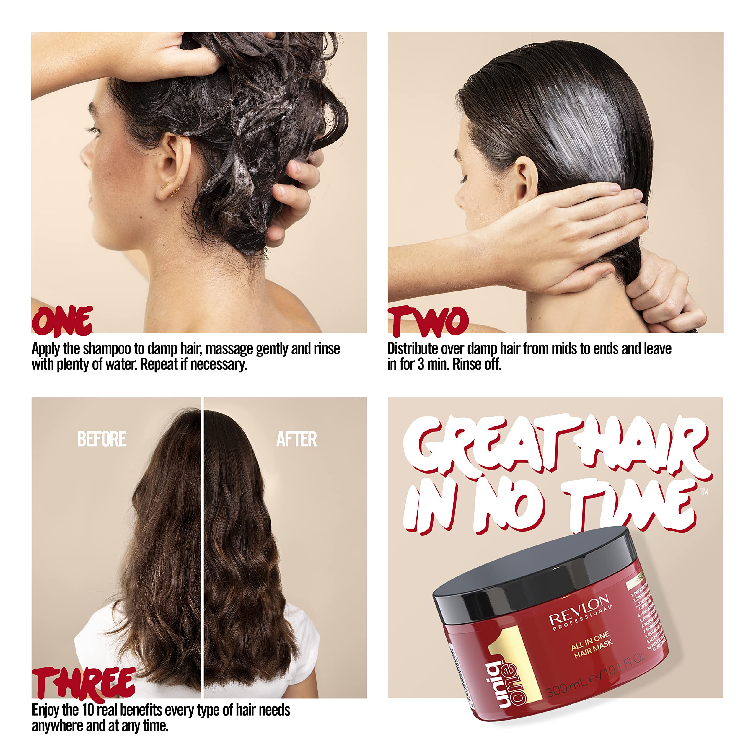 REVLON PROFESSIONAL UniqOne All In One Hair Mask - Strengthening Restorative Intensive Conditioner 300ml - New