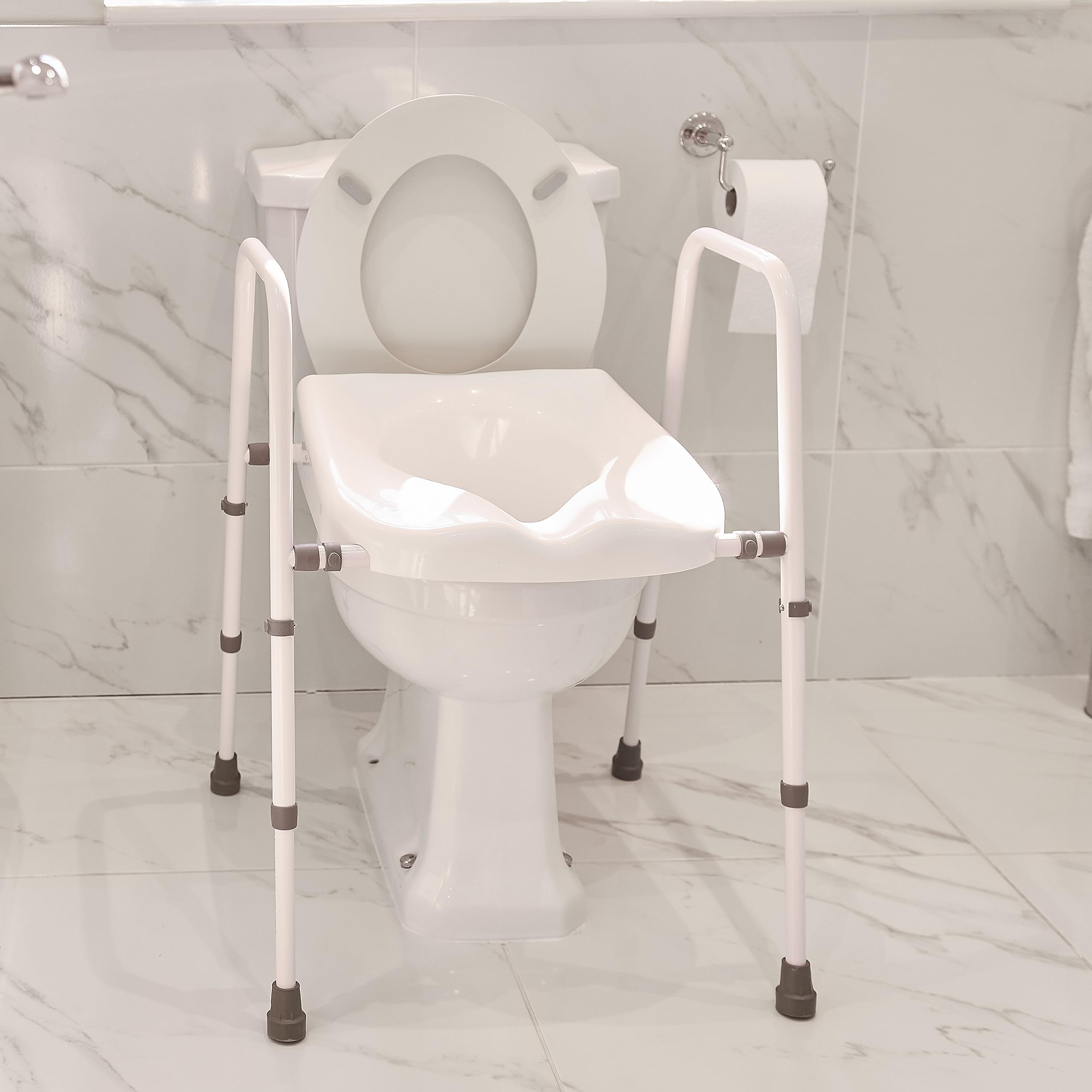 NRS Healthcare Mowbray Toilet Seat and Frame Lite - Width Adjustable - Ready Assembled - N36974 Mobility Aid - Good